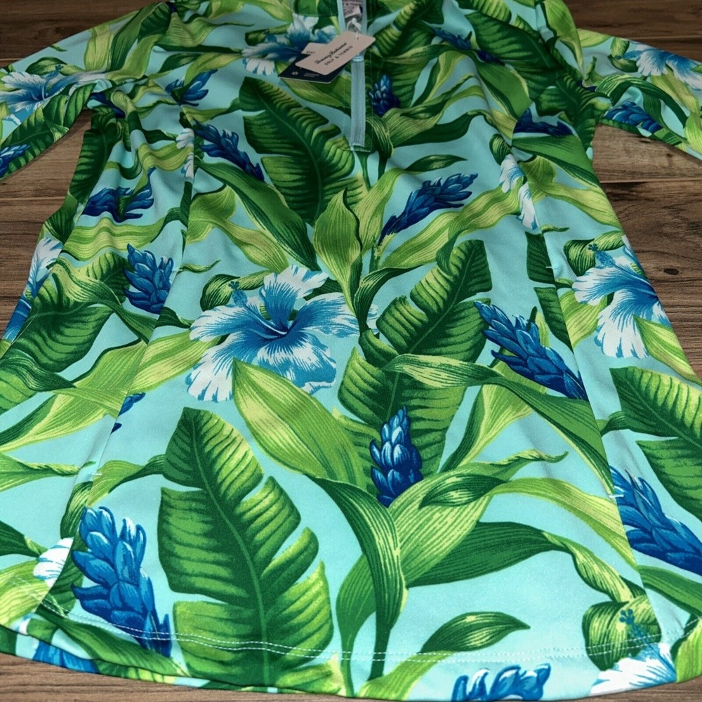 Tommy Bahama Golf Tennis 1/3 Zip Jacket Pullover, Blue/Green Womens Small - Picture 2 of 7